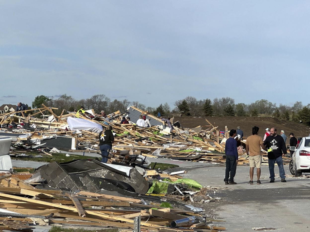 A neighborhood effected by tornadoes