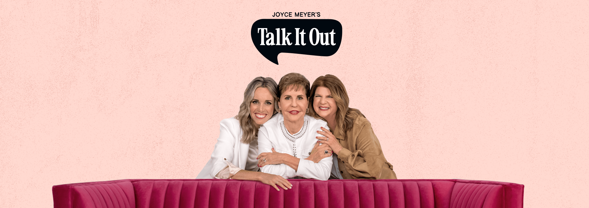 Ginger, Joyce, and Ginger behind the Talk It Out Couch